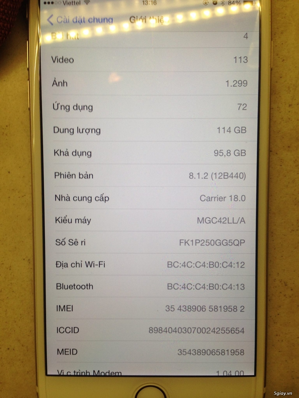 Bán Iphone 6 Plus 128GB Gold Lock hàng LL/A hoạt động hoàn hảo - 1