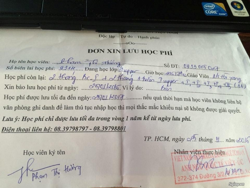 NHƯỢNG GÓI HP BRI-IELTS TOI IELTS 7.5 TẠI VUS