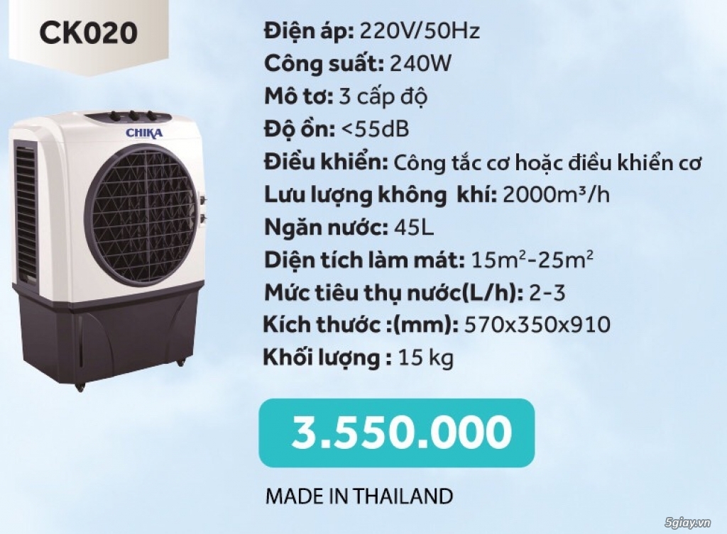 Máy Làm Mát Chika công nghê Nhật Bản sản xuất Thái Lan giá cực rẻ - 6