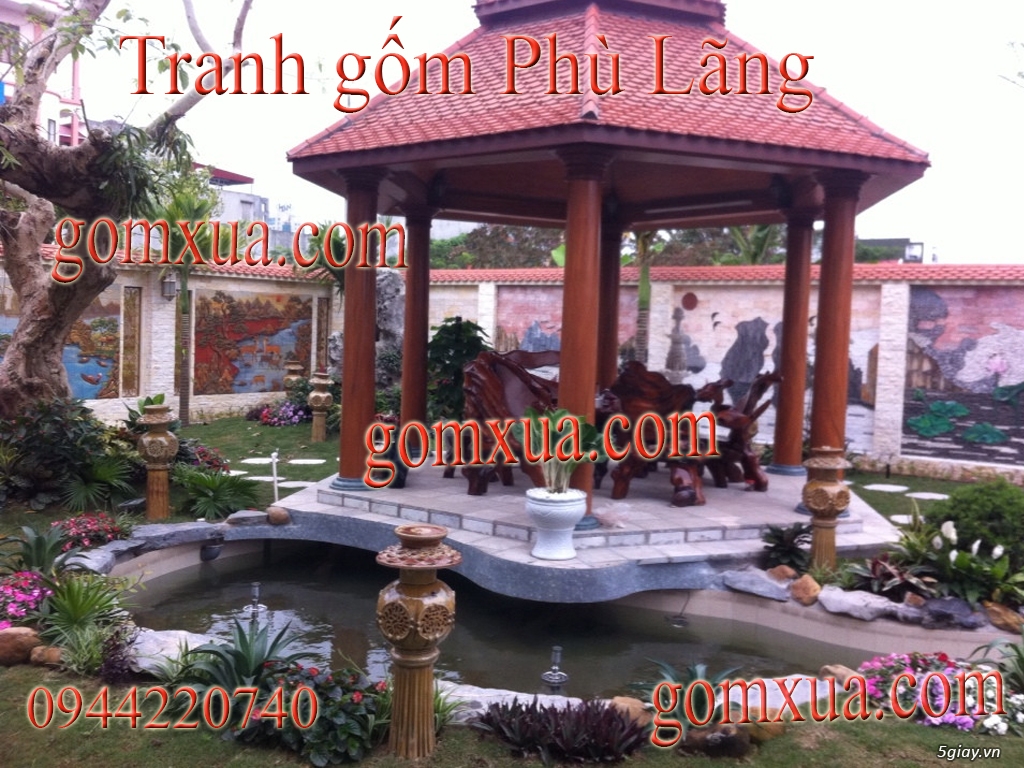 Tranh gốm đẹp trang trí sân vườn tiểu cảnh - Gốm Phù Lãng - 5