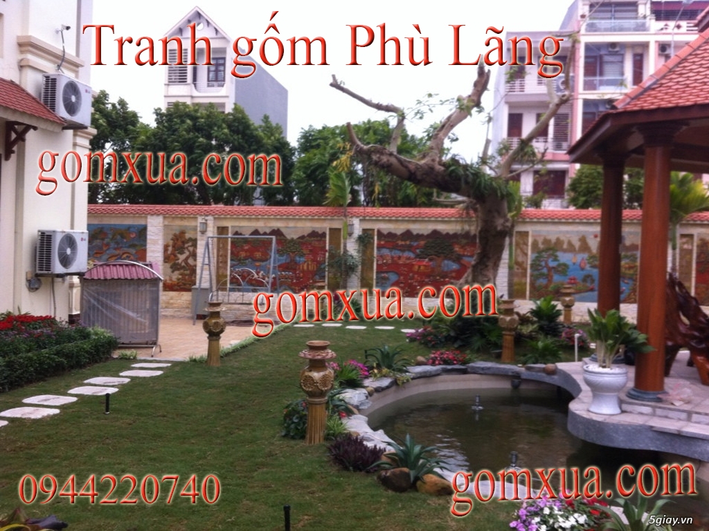 Tranh gốm đẹp trang trí sân vườn tiểu cảnh - Gốm Phù Lãng - 4