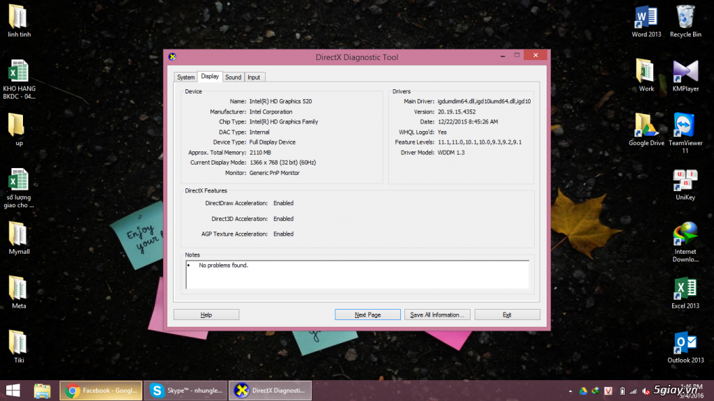 Laptop HP core i5 skylake, ram 4GB, HDD 500GB, HD Graphics 520 màu bạch kim