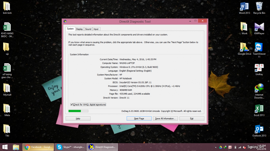 Laptop HP core i5 skylake, ram 4GB, HDD 500GB, HD Graphics 520 màu bạch kim - 1