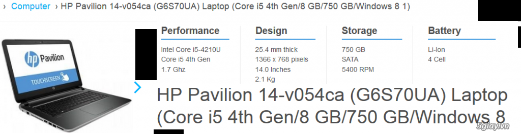 HP Pavilion TouchSmart 14 (i5,8gb,700gb)