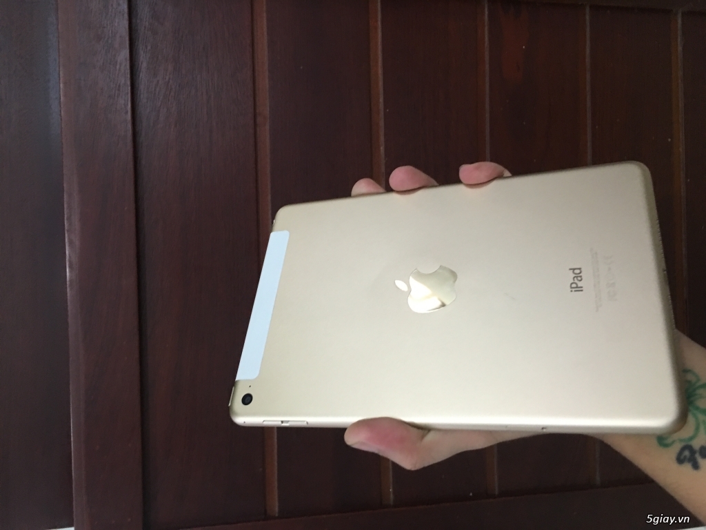 Bán iPad mini 4 màu Gold, 16Gb, bản 3g+wifi, máy Mỹ, đẹp 99%, bảo hành 2017 toàn cầu