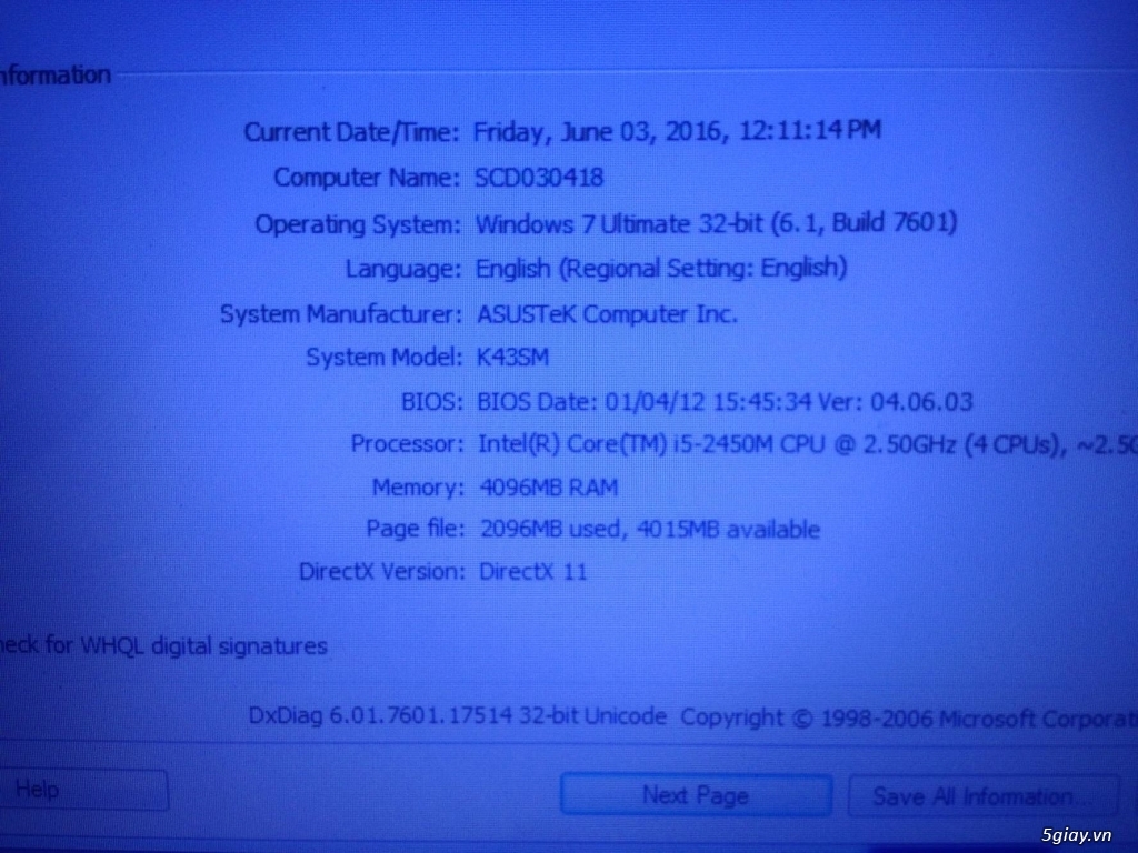 Cần bán laptop ASUS Intel Core i5 - 5