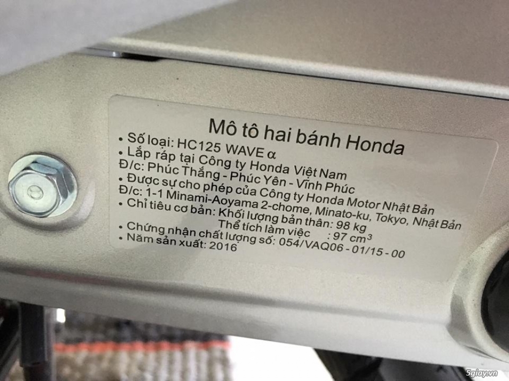 Honda Wave Alpha mới 100% biển số V.I.P ngũ quý 111.11 - 22
