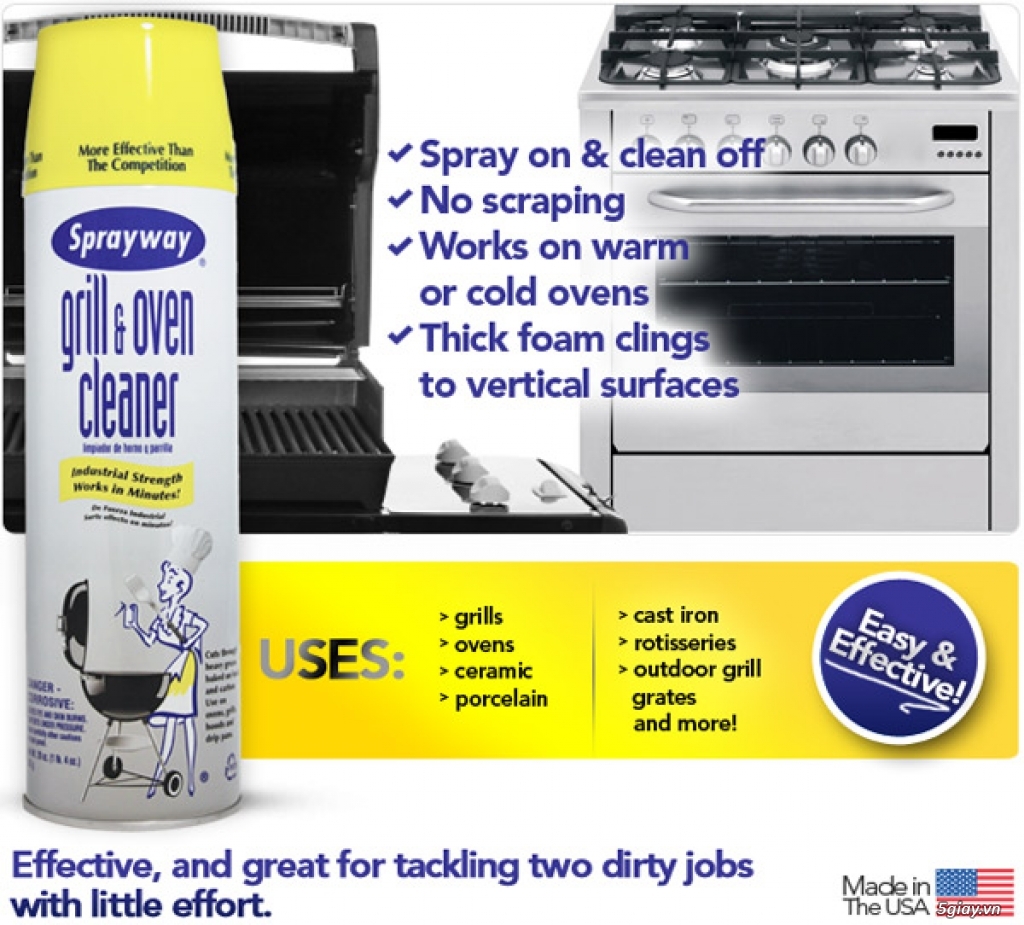Chai Xịt Tẩy Rửa Nhà Bếp Sprayway Grill & Oven Cleaner 5giay