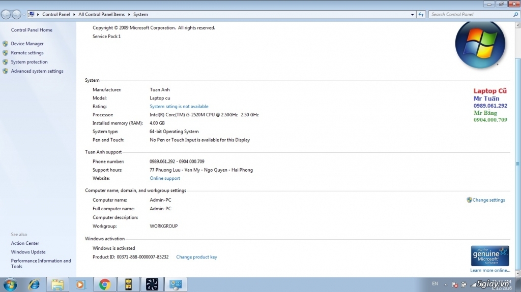 Bán Laptop HP EliteBook 8460p giá 4.6 triệu