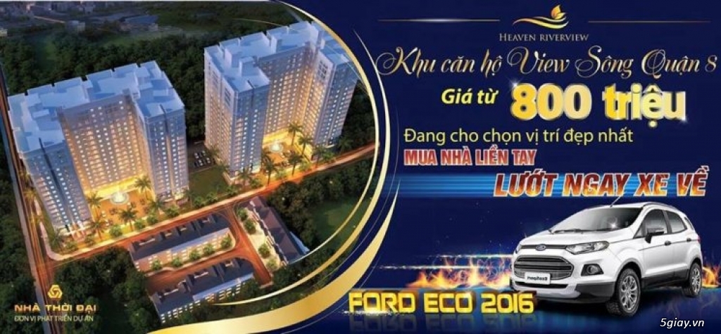 Căn hộ -	Heaven riverview nằm ở vị trí vàng 2 mặt tiền view sông thoáng mát tự nhiên chỉ 800tr/căn - 1