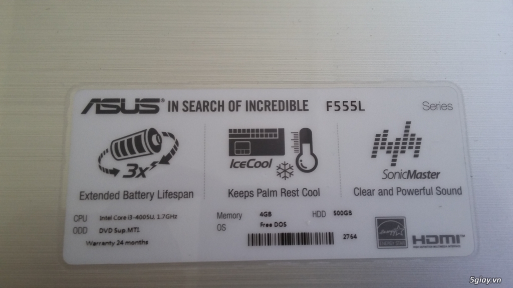 Asus Game F555LF Ram 8gb, VGA GT 925 2gb, còn BH 4.2018 - 1