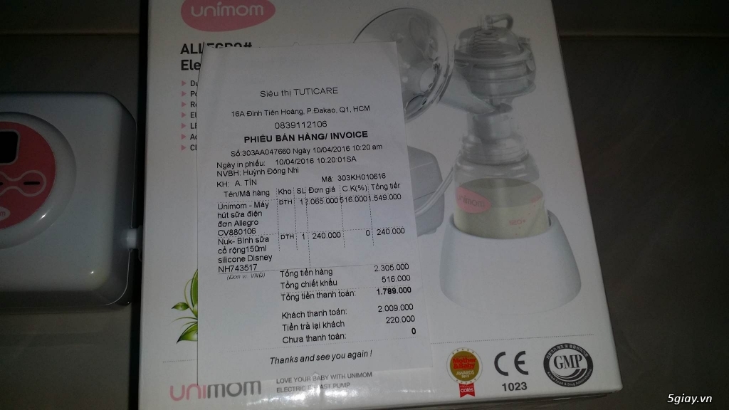 Thanh lý Máy hút sữa bằng điện Unimom Allegro BPA free (có mátxa silicon) - 3