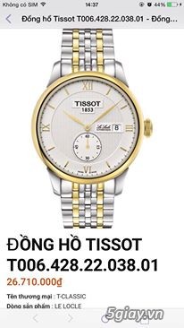Đồng hồ Tissot  T006.428.22.038.01 chưa qua sử dụng nhượng lại giá tốt