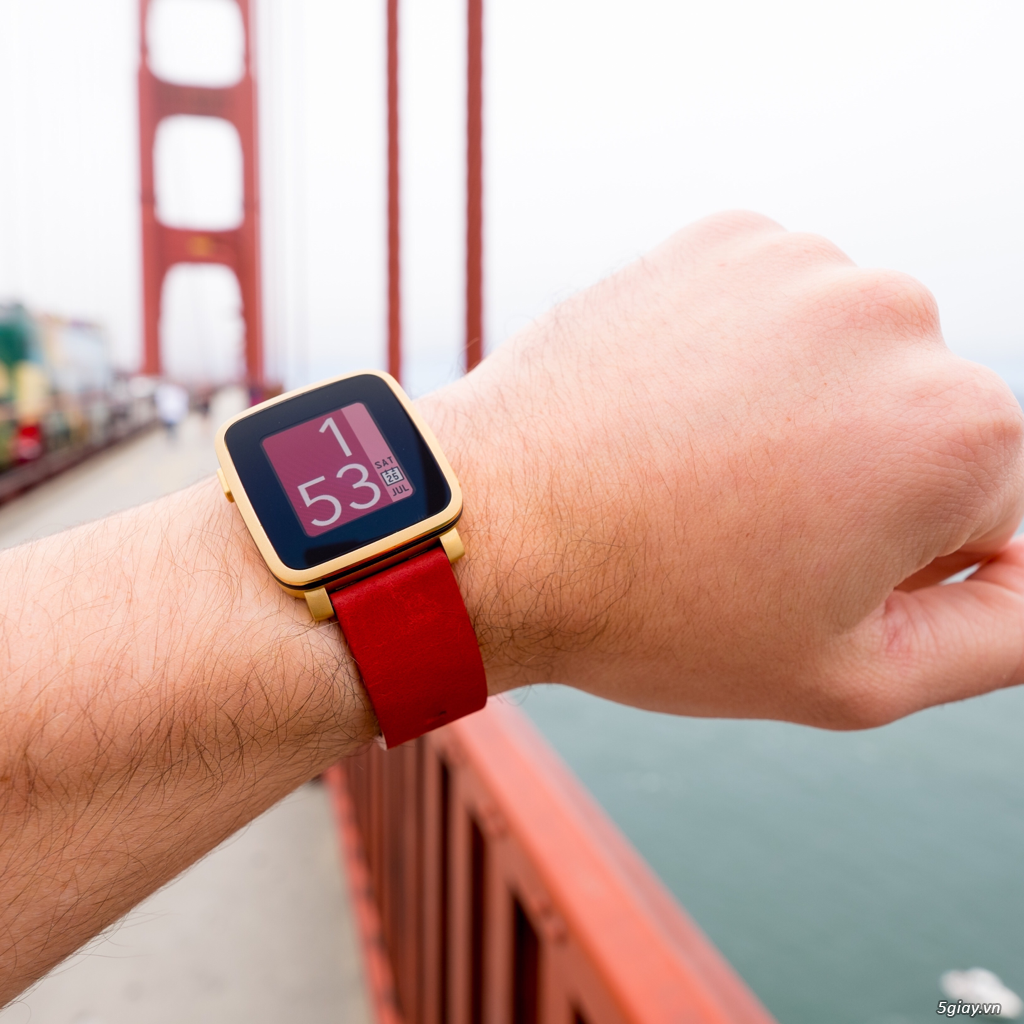 Pebble time steel gold xách tay Usa.
