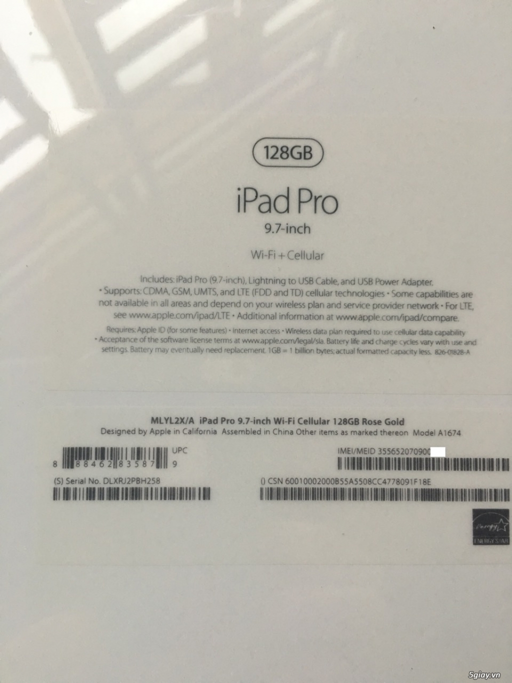 Cần bán Ipad Pro 9.7inch,4G, màu hồng, 129Gb, nguyên seal nguyên hộp chưa khui
