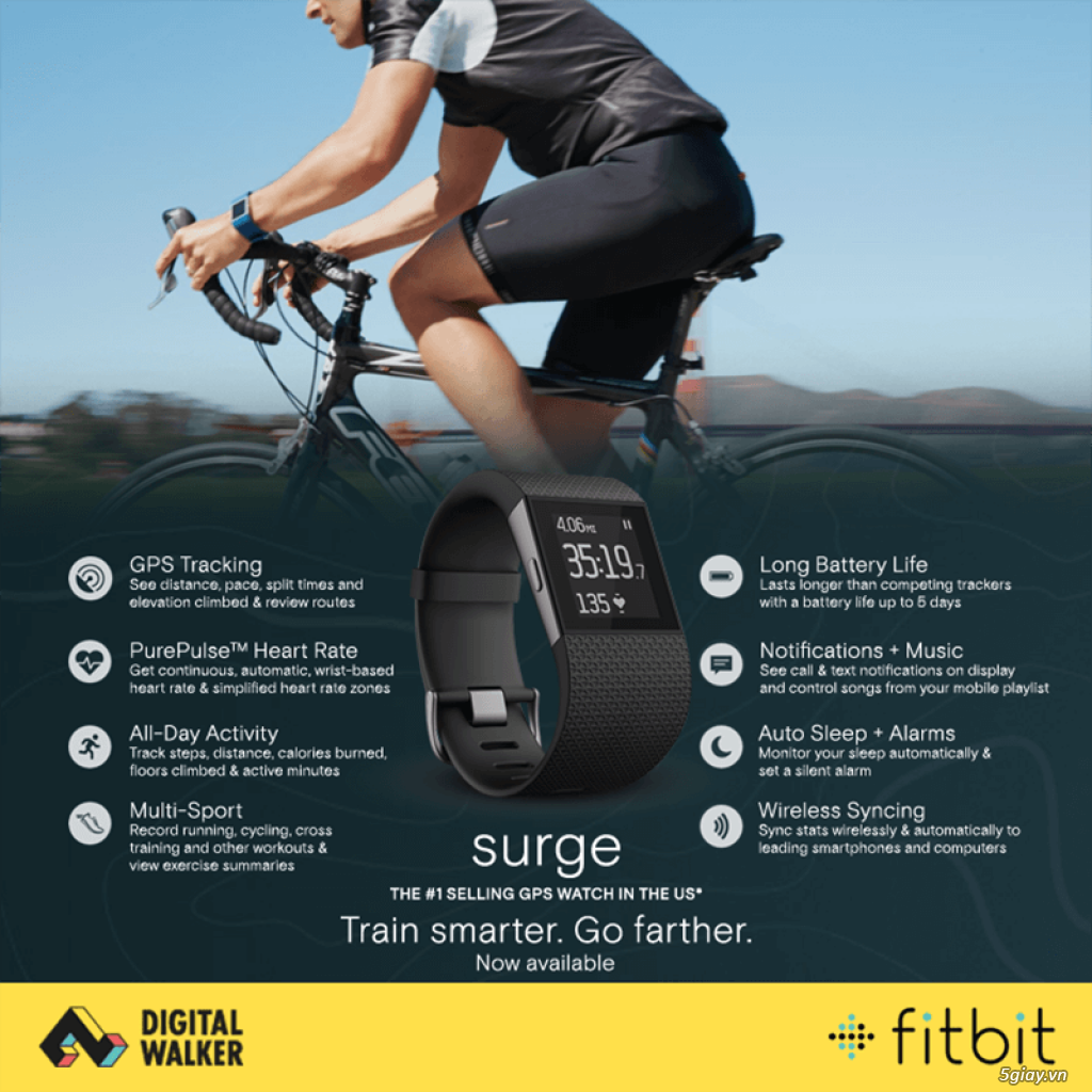 Fitbit Surge - Smartwach & theo dõi sức khoẻ,xach tay new - 3