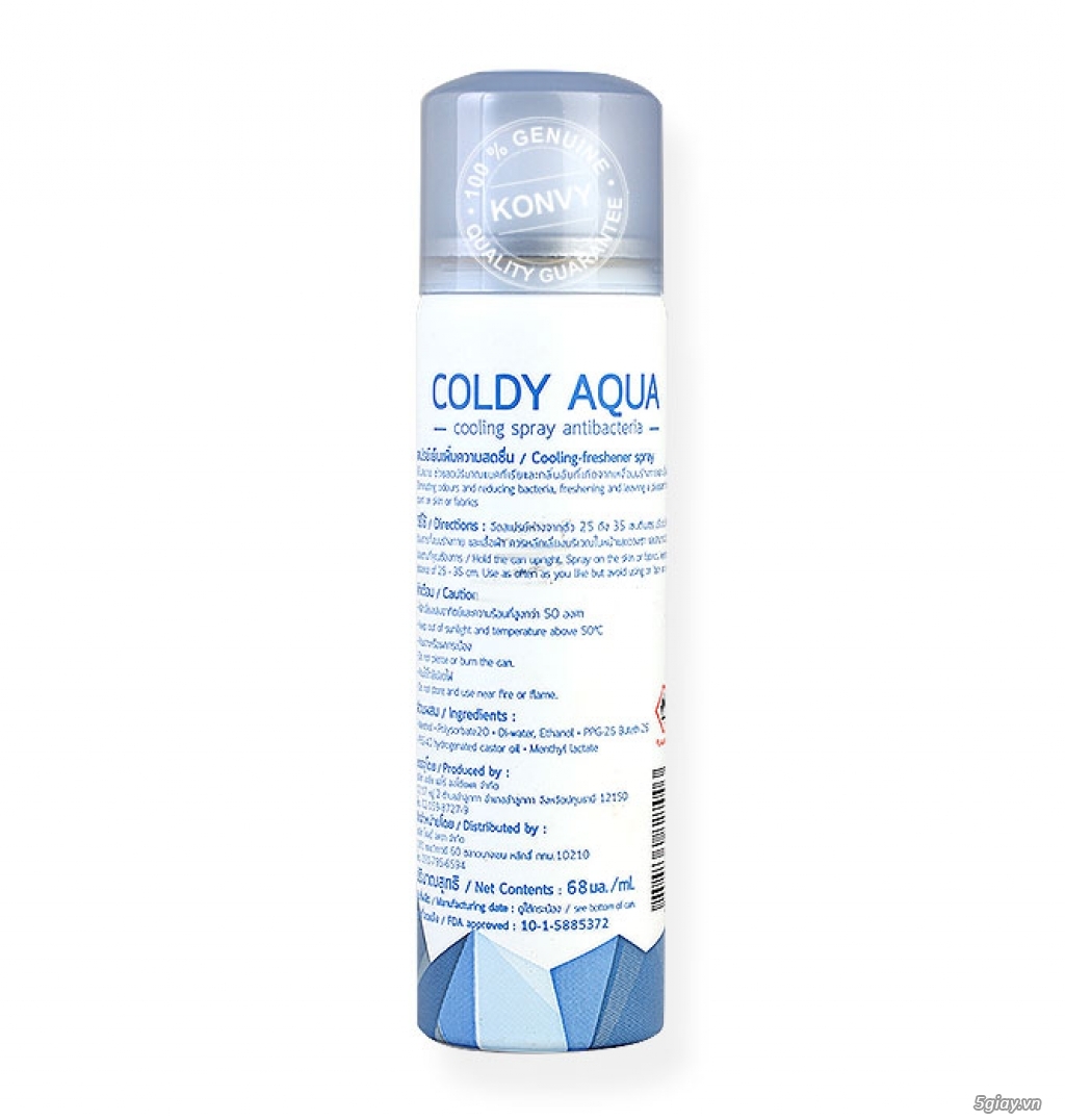 Coldy Aqua - Xịt làm mát cơ thể, hàng thái lan 100% - 5