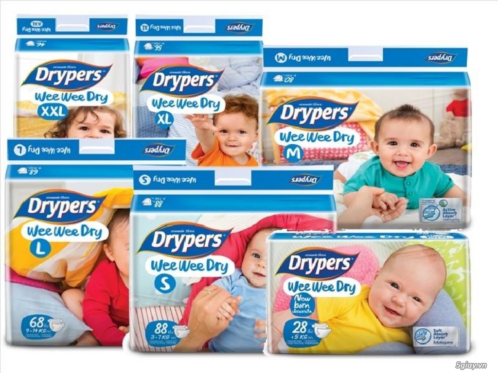 Cung cấp tã Drypers thương hiệu tã của tập đoàn SCA Thụy Điển, sản phẩm sản xuất tại Malaysia.