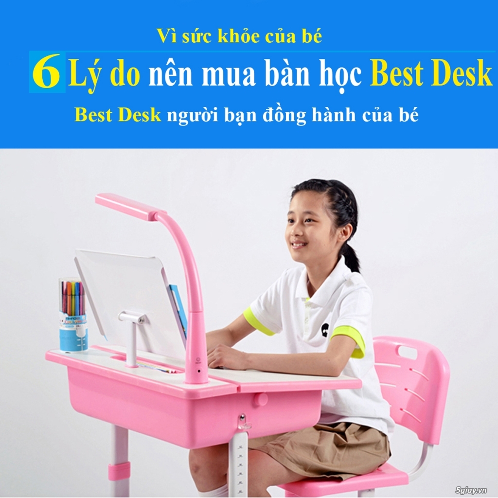 Bàn học đa năng có giá sách, nâng hạ, tiết kiệm diện tích Best Desk - 7