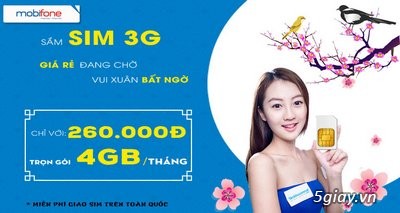270.000Đ - Sim 3G Mobifone F500 ưu đãi 48GB trong 12 tháng