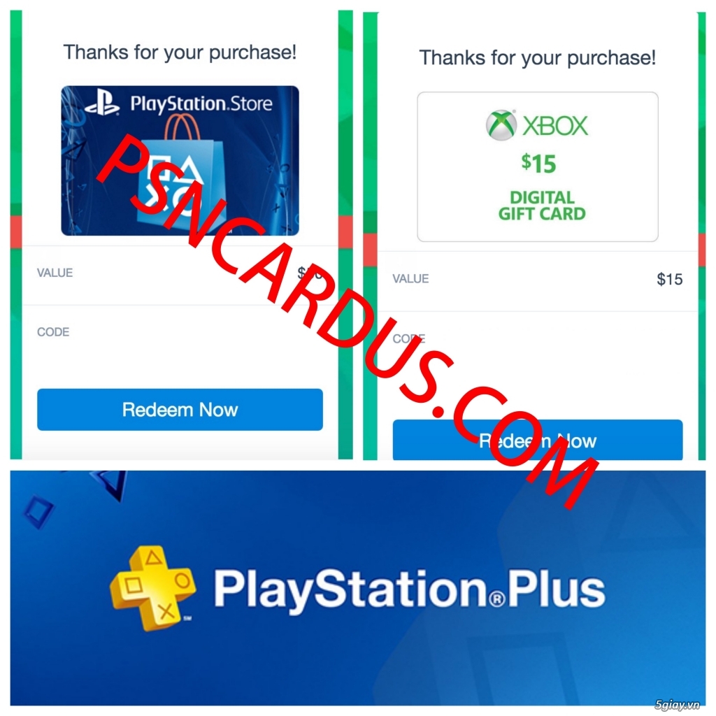 PSN gift card + Xbox Gift card cho Ps4 + Xbox one - 1
