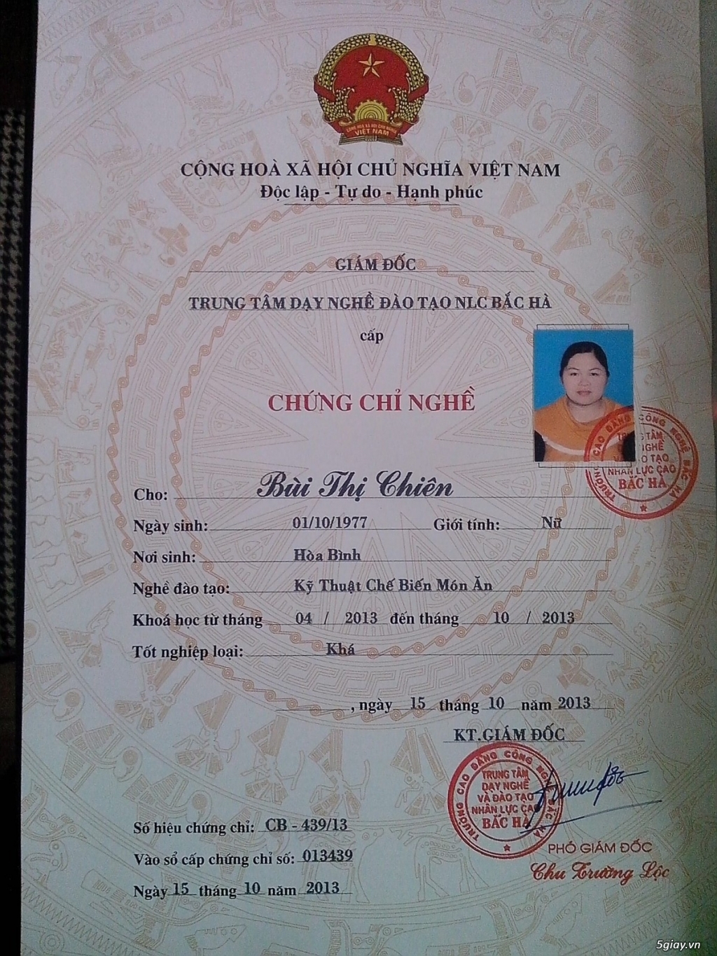 chứng chỉ sơ cấp nghề