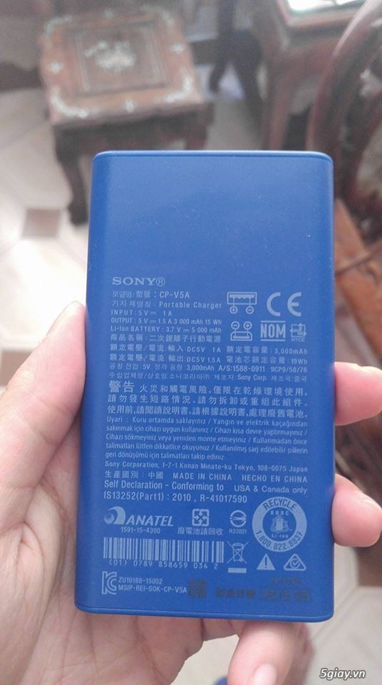 [Hà Nội] bán pin sạc dự phòng Sony CP-S5/LC 5000mAh chính hãng chuẩn sony đã qua sd - 1