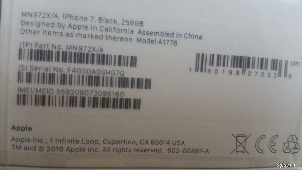 Iphone 7 Black 256GB New Nguyên Seal Mỹ sách tay - 1