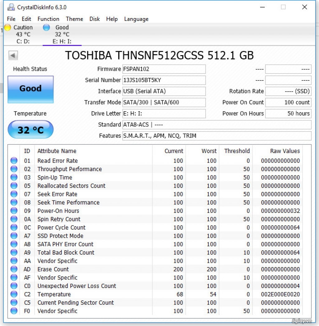 SSD Toshiba Q Series 512Gb, Sức khoẻ tốt 100%, hàng tháo máy Nhật - 2