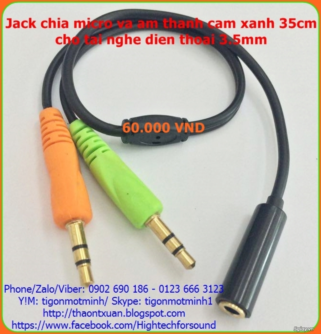 Jack chuyển 2.5, 3.5, 6.3 và dây cáp nối dài cho tai nghe, loa - 32