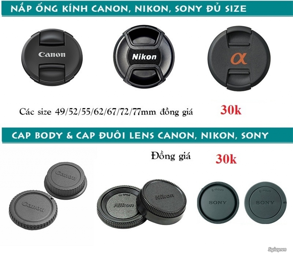 Dido- Camera: Hood, Cap trước sau lens, body canon, nikon, sony, pentax, Fuji… - 4