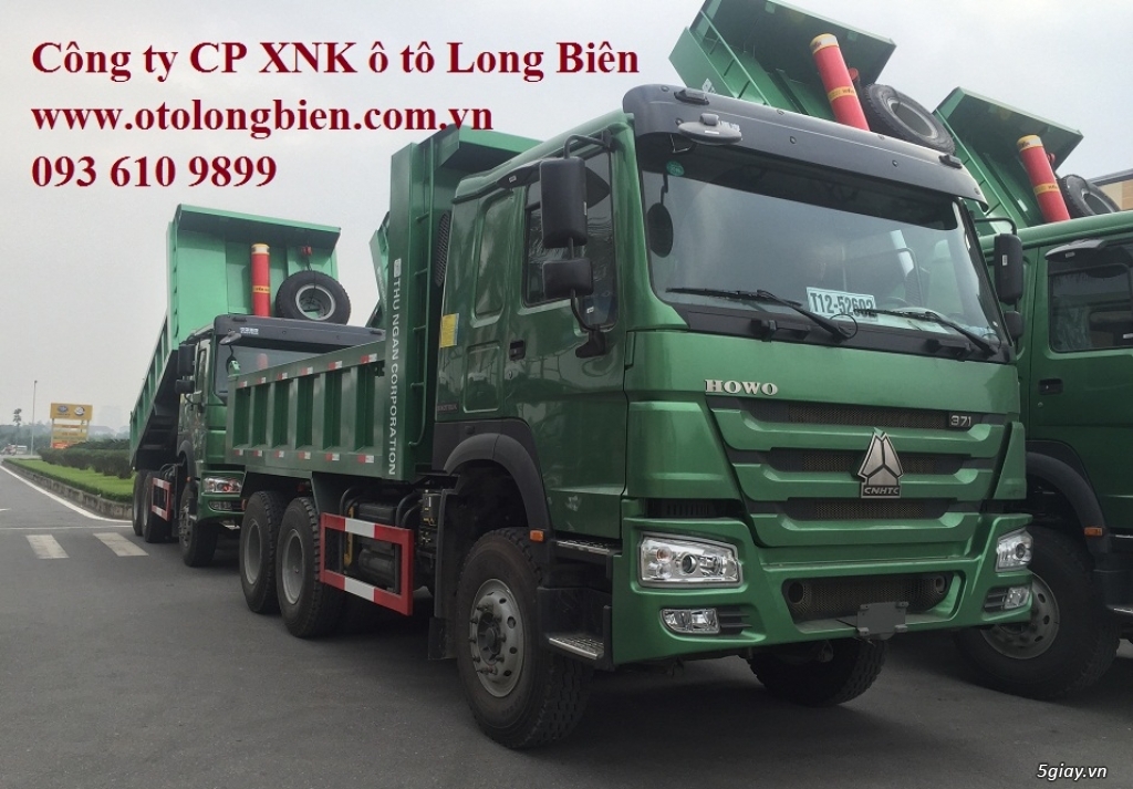 Xe ben 3 chân Howo 371 tải trọng 12-13 tấn 2016, 2017