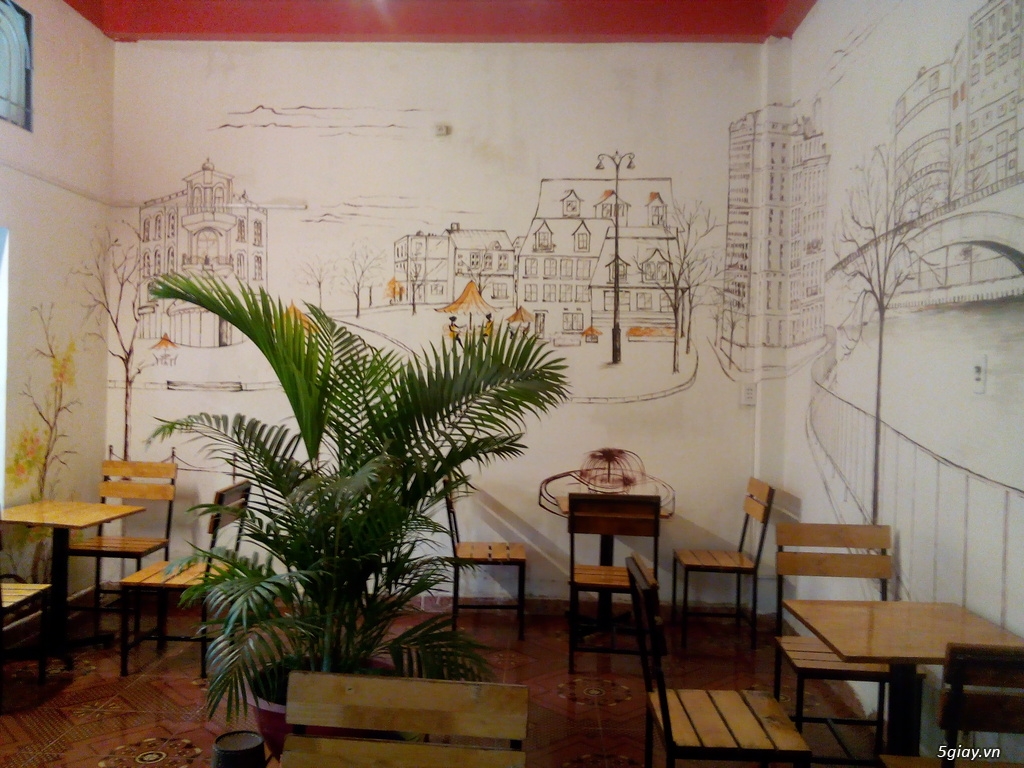 Thiết kế và thi công quán cafe, quán trà sữa  Trang trí và vẽ tranh thư pháp, tranh tường phong các