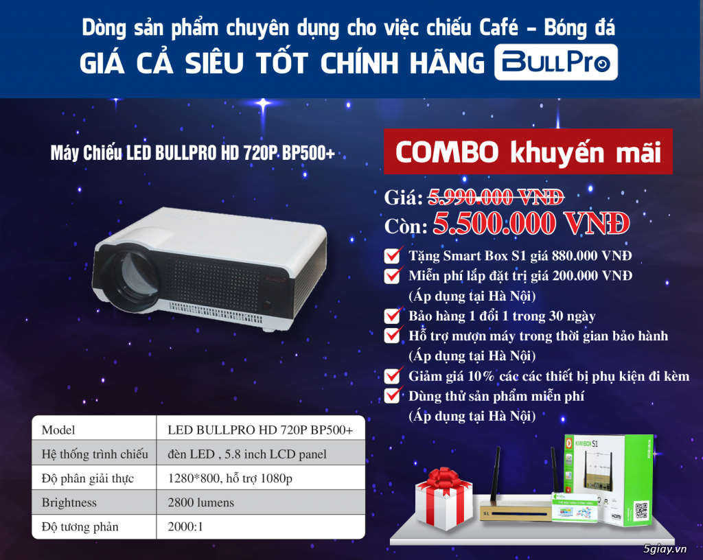 Máy Chiếu Bullpro 500+ ( 0963 000 865)