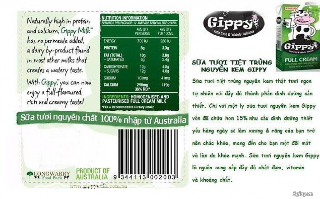Sữa tươi Úc Gippy giá rẻ nhất thị trường - 4
