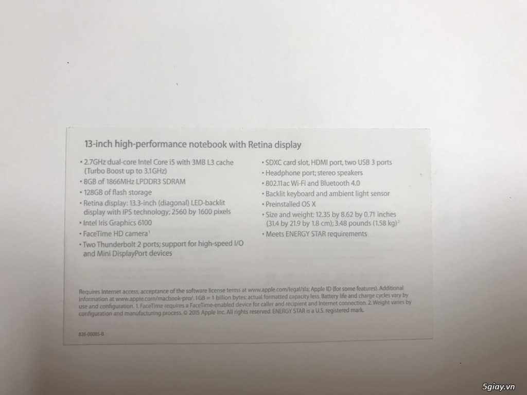 Macbook Pro Early 2015 Fullbox Like New Không cấn móp