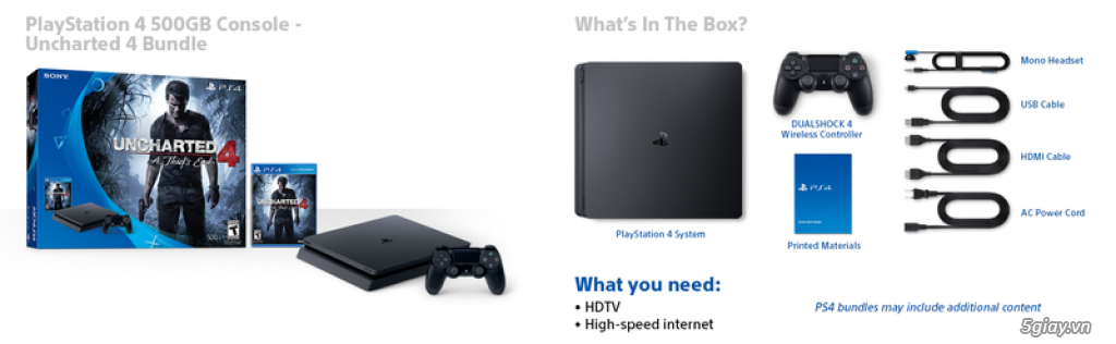 [Xách tay US - mới 100%] PlayStation 4 Slim 500GB - Uncharted 4 Bundle - 19