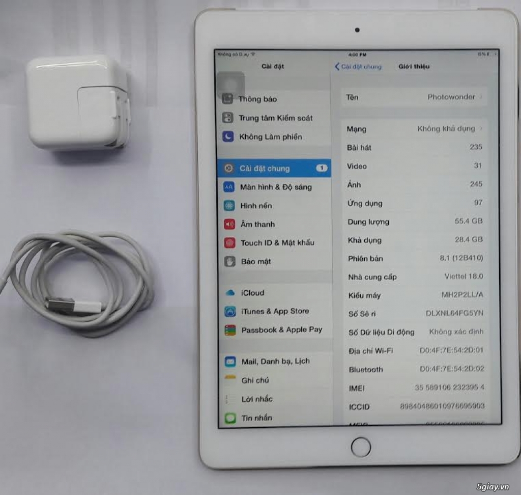 iPad Air 2 Cellular 64GB, hàng Mỹ, Màu Gold, new 99% - 2
