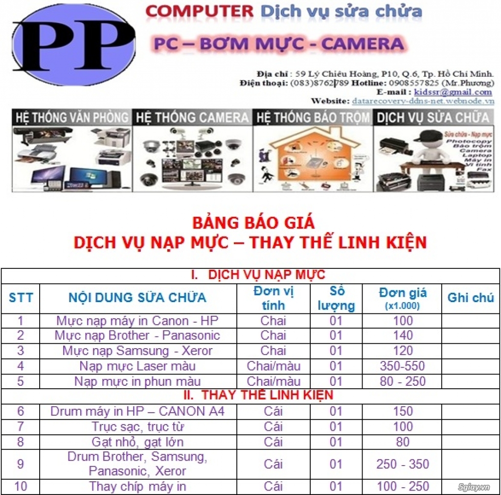 [PP COMPUTER] DỊCH VỤ Sửa PC, Laptop, Bơm Mực, Lắp Đặt CAMERA - 2
