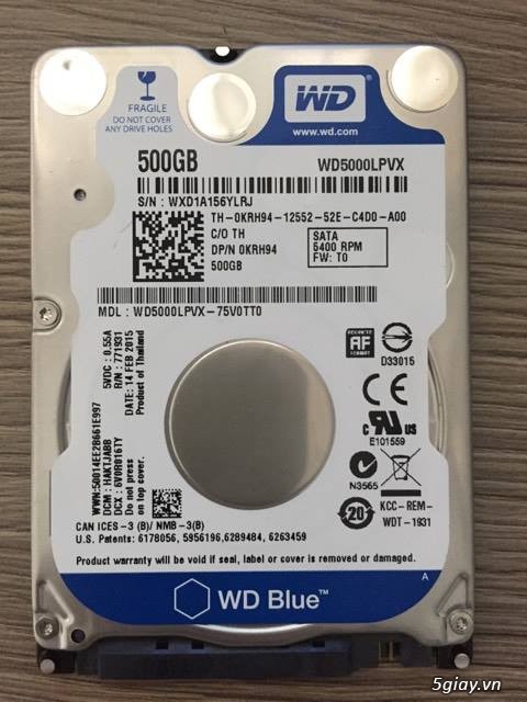HDD THIN WD BLUE 500GB và cặp RAM 4gb DDR3L tháo may