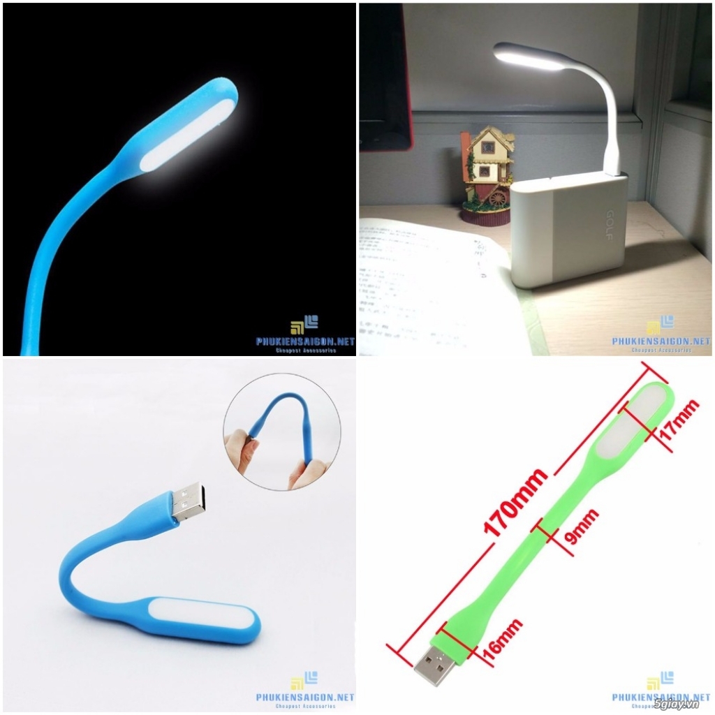 Đèn led siêu sáng + quạt sử dụng cổng USB từ adapter hoặc sạc dự phòng - 5