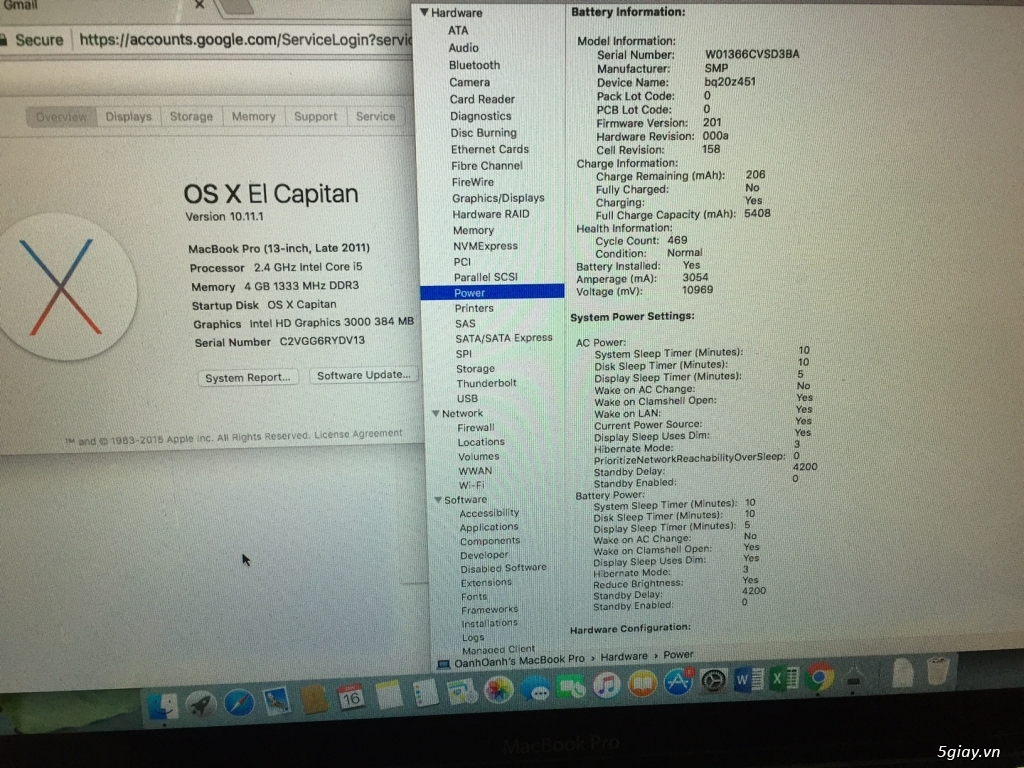 Bán Macbook pro 13' late 2011, core i5 - 5