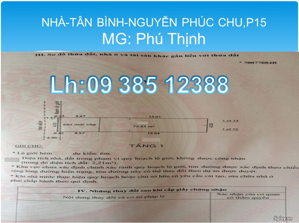 Nhà cấp 4 Nguyễn Phúc Chu, phường 15, quận Tân Bình, giá 2.6 tỉ - 1