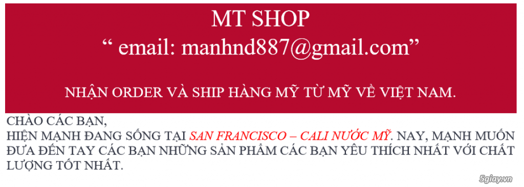 Mình hiện đang sống tại San Francisco, US. Bán nước Hoa.