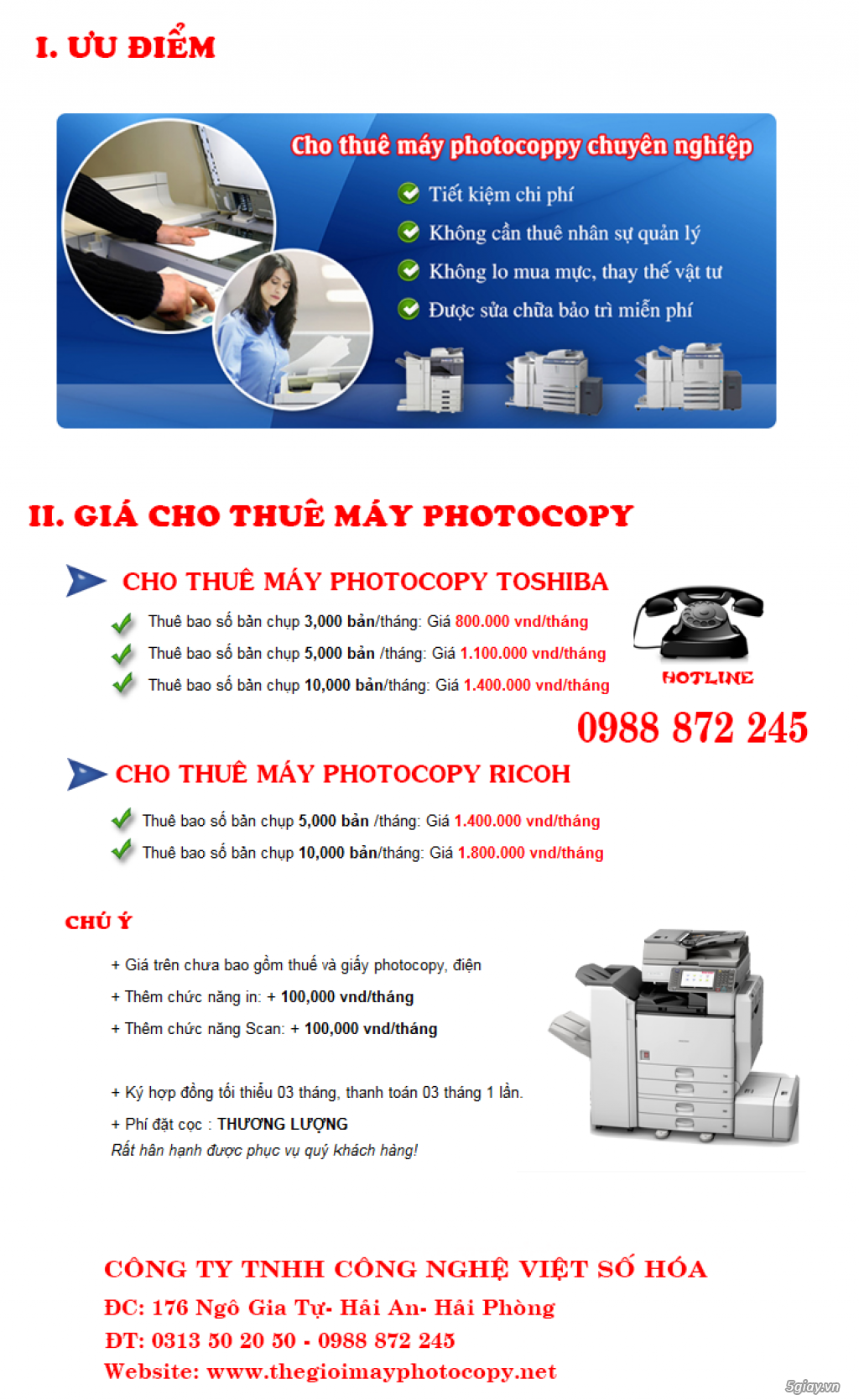 Cho thuê máy photocopy tại Quảng Ninh Giá rẻ
