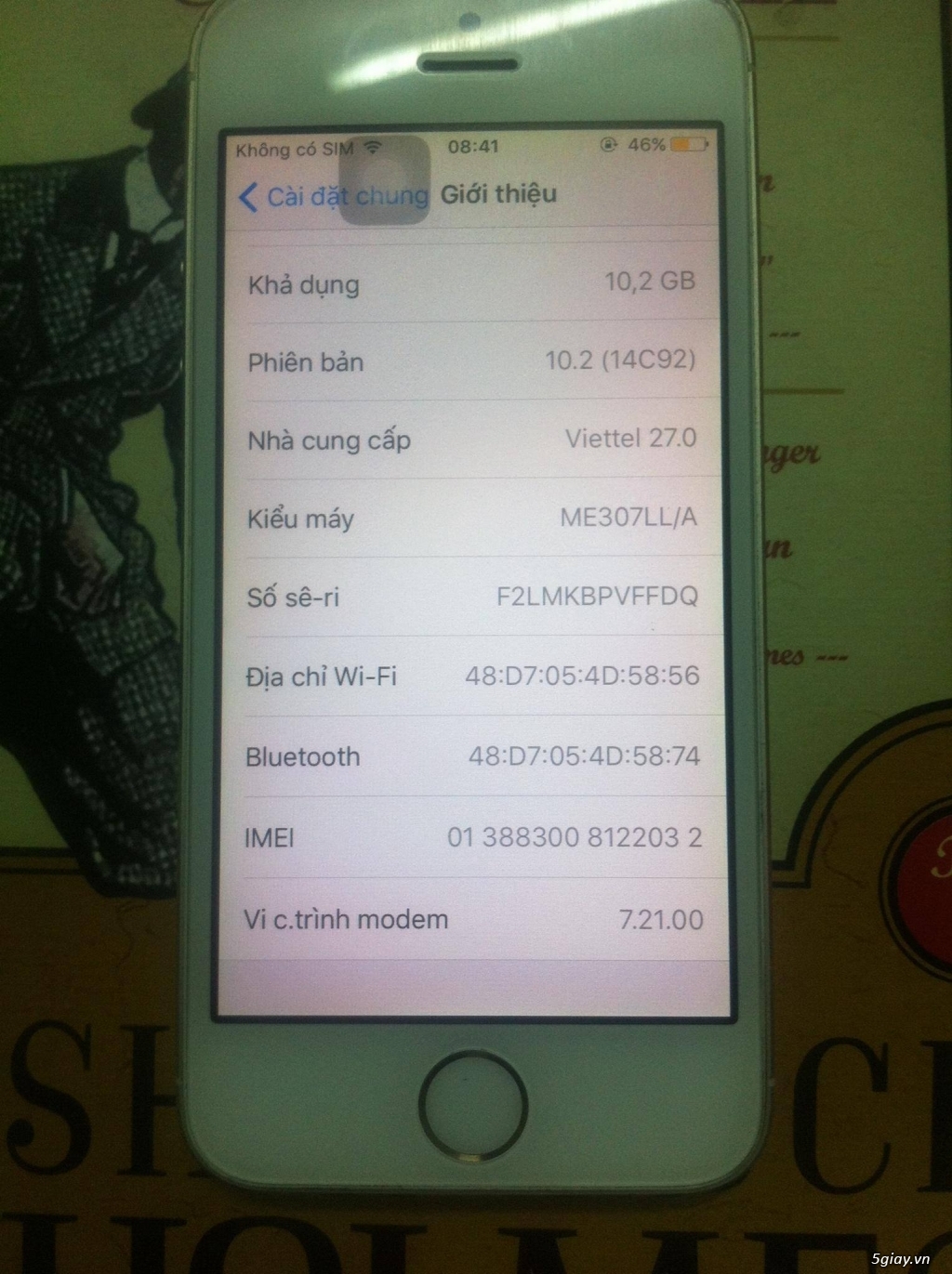 Iphone 5s Gold 16Gh Q.Tế Zin All Ko Lỗi - 3