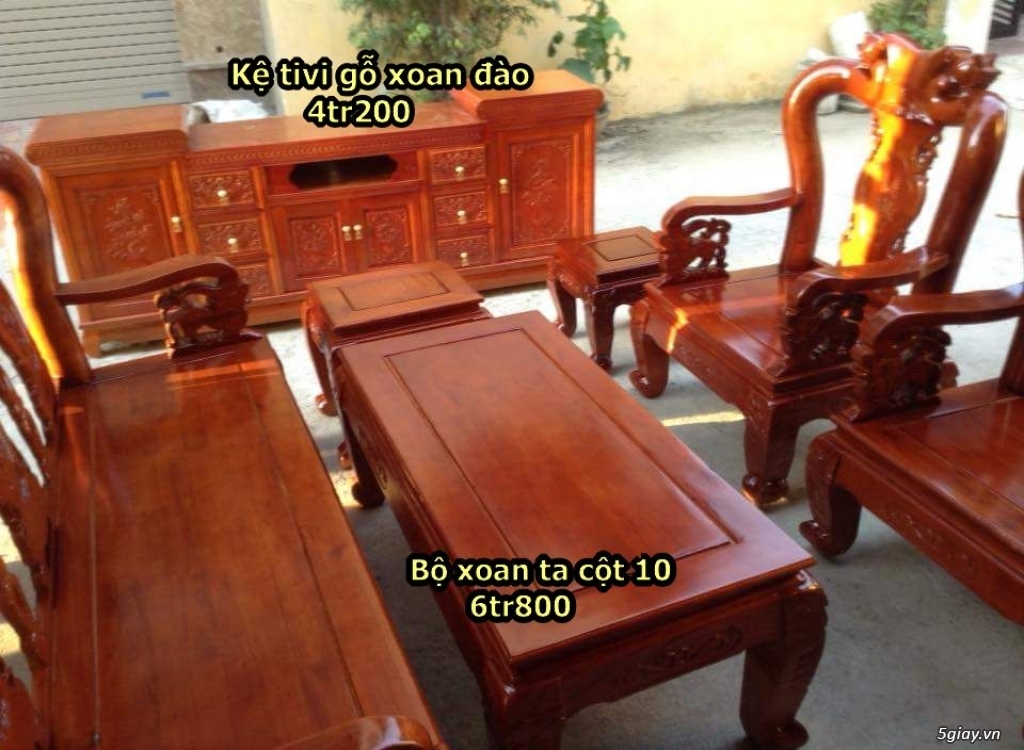 BỘ Bàn ghế xoan ta Tay 10. Phun PU hoàn thiện gồm 6 món