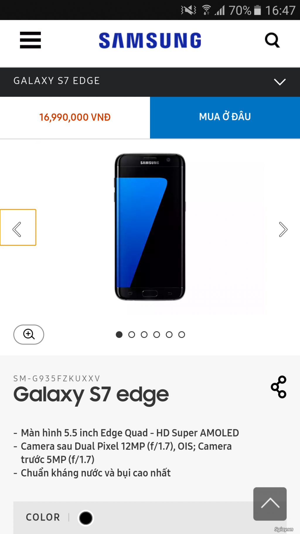 Samsung Galaxy S7 Edge Black pearl 100% nguyên SEAL - hàng chính hãng. - 2