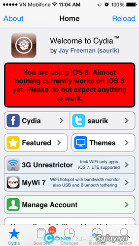 Hướng dẫn cài đặt Cydia cho iOS 8 đã Jailbreak - 40827