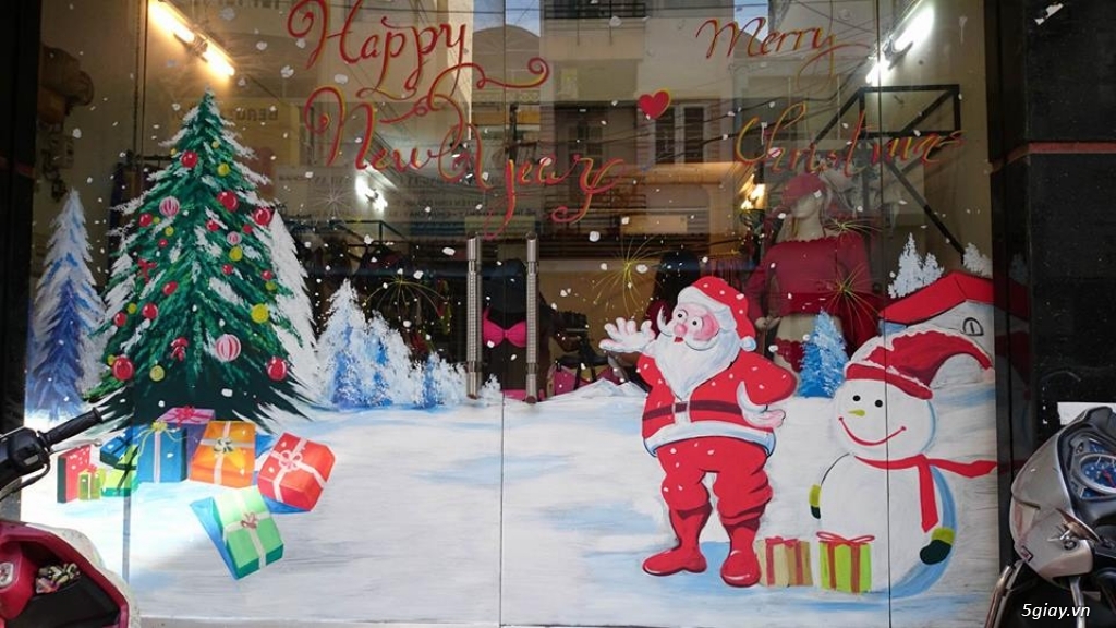 Vẽ tranh kính Noel, vẽ kính, tranh kính Giáng sinh, vẽ tranh Noel | 5giay